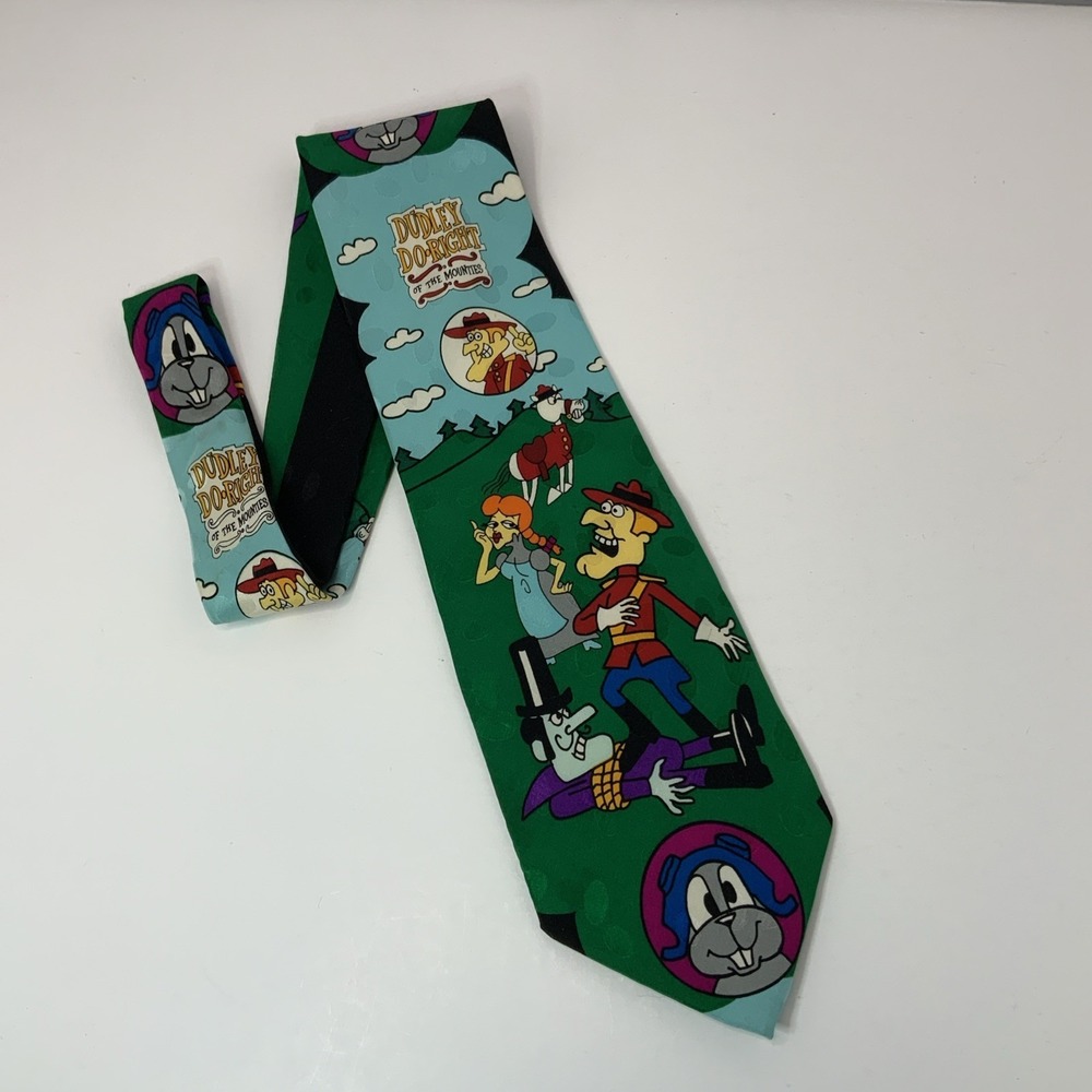 Bolero 1993 Silk Dudley-Do-Right - Rocky and Bullwinkle and Friends Neck‎ Tie